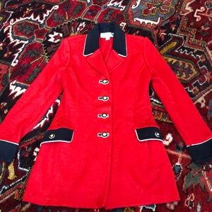 St. John Collection Red and Black Suede Blazer